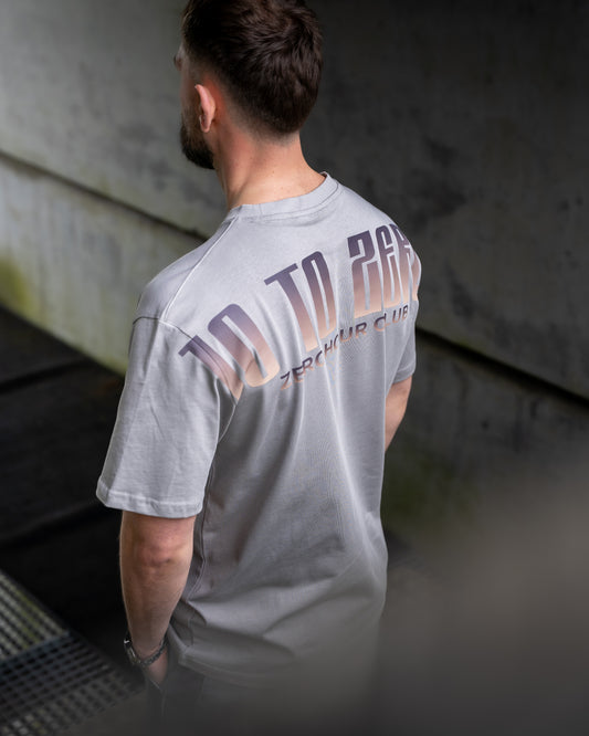00:00h Tee Dizzle Grey – back view loose fit cotton tee