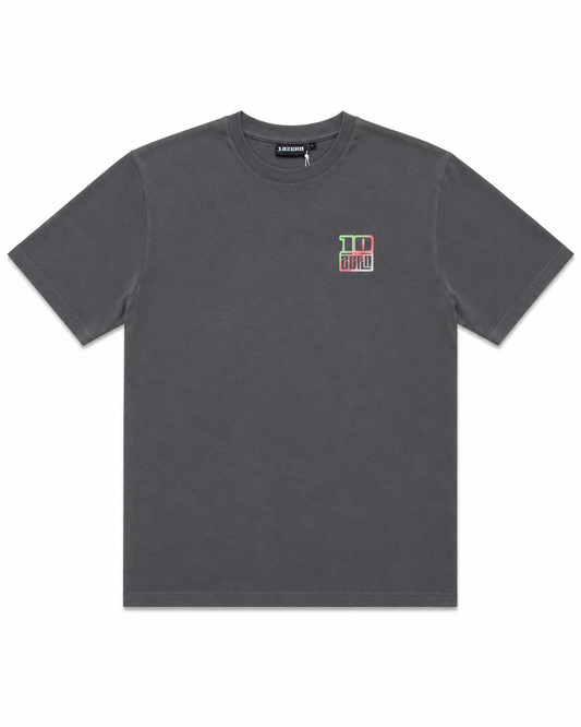 Exotique Tee in Asphalt – front view loose fit men's cotton tee