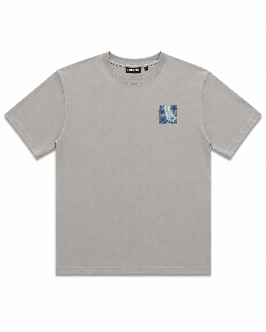 Blue Sauvage Tee in Dizzle Grey – front view loose fit men's cotton tee